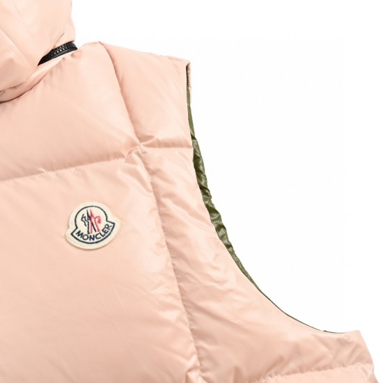 Billig 19FW Moncler Bormes Sort Beige Ærmeløs Dunvest Frakke 