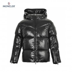 Ny 23FW Moncler Hooded Lange ærmer Short Dunjakke Sort Frakke 