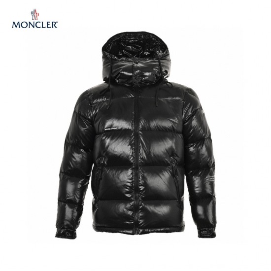 Billig 23FW Moncler Montclar Quilted Shell Hooded Lange ærmer Short Dunjakke Sort Frakke 