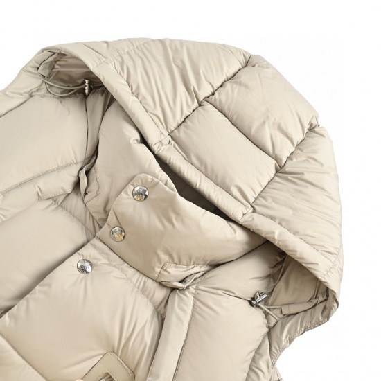 Billig 19FW Moncler Bormes Sort Beige Ærmeløs Dunvest Frakke 