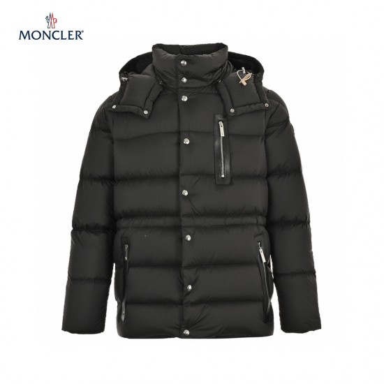 Købe Moncler Bauges Detachable Lange ærmer Short Dunjakke Sort Frakke 