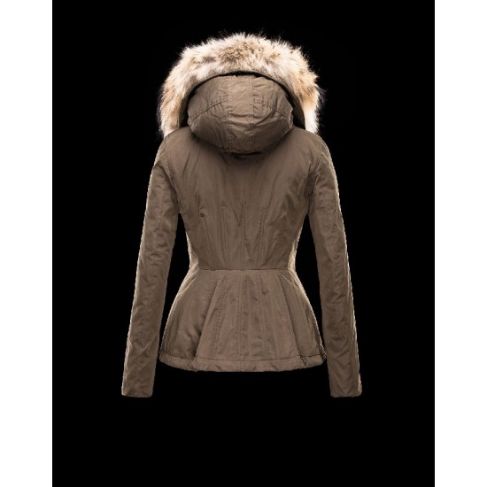 Moncler AYROLLE Turtleneck Detachable Military Grøn Dunjakke Cotton/Racoon Dame 41456955TN