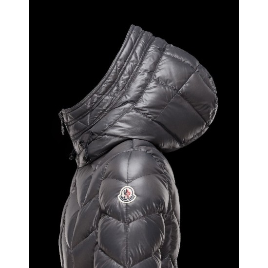 Moncler BADETE Turtleneck Drawstring Closure Steel Sølv Dunjakke Polyamide Dame 41464877KT