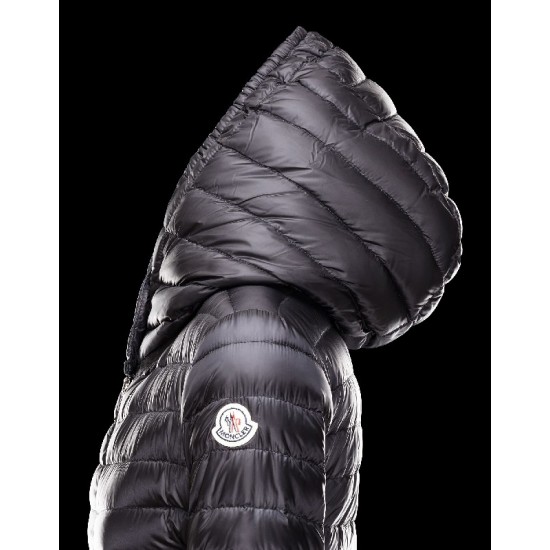 Moncler BARBEL Hooded Ultralight Round Collar Sort Dunjakke Techno Fabric Dame 41411433PR