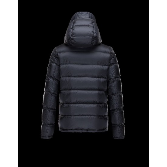 Moncler BASILE Turtleneck Fixed Hood Dark Blå Dunjakke Polyamide Herre 41457019XO