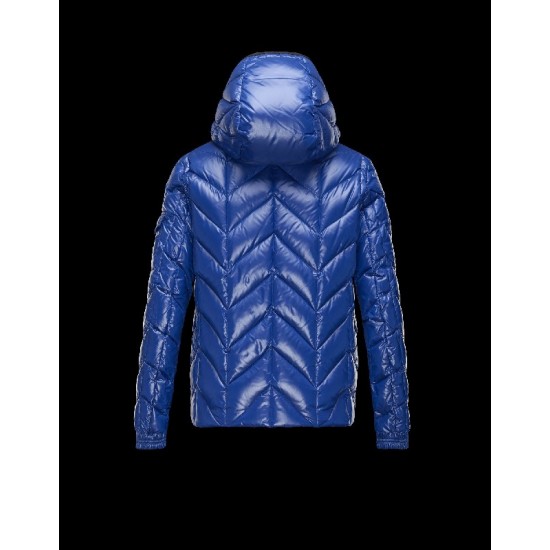 Moncler BERRIAT Detachable Hood Turtleneck Blå Dunjakke Nylon/Polyamid Herre 41456769ET