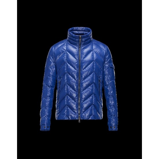 Moncler BERRIAT Detachable Hood Turtleneck Blå Dunjakke Nylon/Polyamid Herre 41456769ET