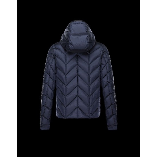 Moncler BERRIAT Detachable Hood Turtleneck Dark Blå Dunjakke Nylon/Polyamid Herre 41456793QL