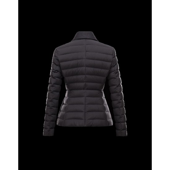 Moncler BRIERE Classic Neckline Broadcloth Collar Sort Vinterfrakke Techno Fabric Dame 41457362EI