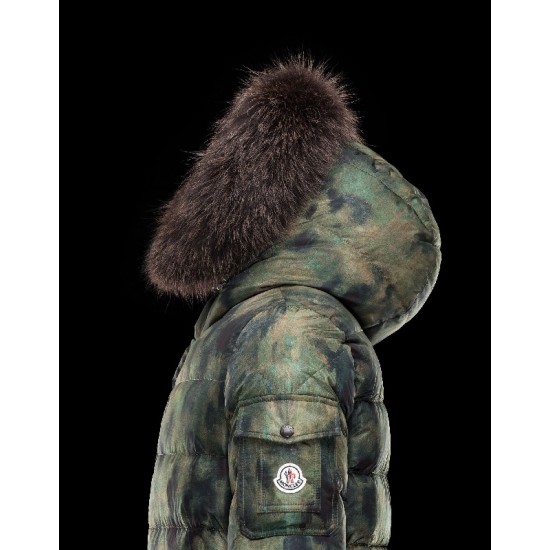 Moncler BYRON Fur-Trimmed Hood Turtleneck Military Grøn Dunjakke Coyote/Feather Herre 41462301SQ