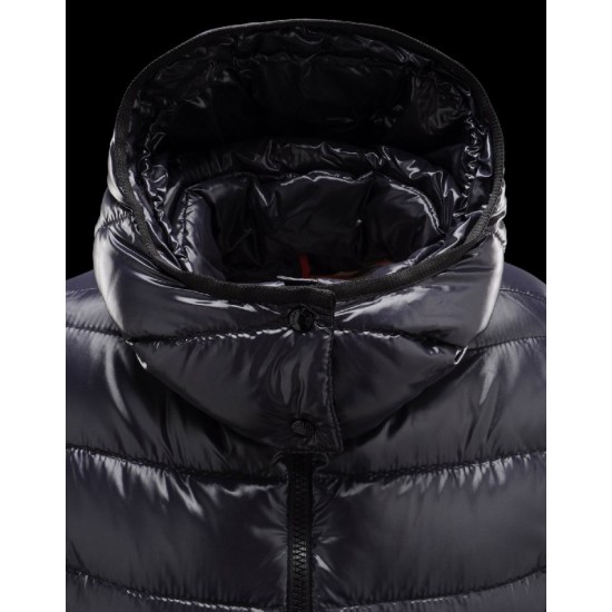 Moncler Bady Detachable Hood Blå Dunjakke Lacquered Nylon Dame 41224540XX