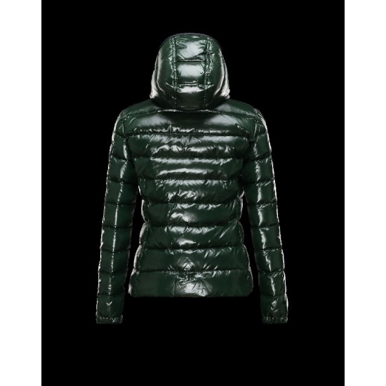 Moncler Bady Detachable Hood Dark Grøn Dunjakke Lacquered Nylon Dame 41224540TK