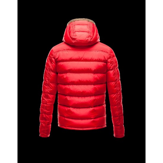 Moncler CANUT Knitted Collar Rød Dunjakke Pa/Polyurethane Herre 41311219EJ