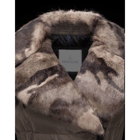 Moncler CHAUVET Fur Lapel Collar Dark Grøn Vinter Jakker Nylon Dame 41466669WK