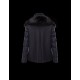 Moncler Detachable Wide Neckline Dark Blå Dunjakke Flannel Wool/Polyamide Dame 41475664KO