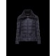 Moncler Detachable Wide Neckline Dark Blå Dunjakke Flannel Wool/Polyamide Dame 41475664KO