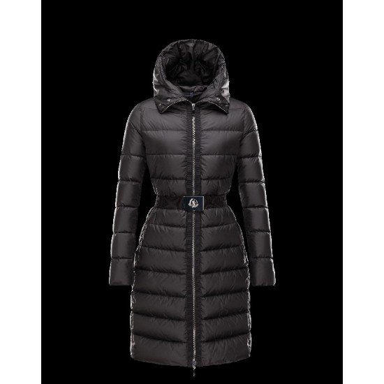 Moncler FABREFUR Detachable Turtleneck Sort Vinter Jakker Polyester/Beaver Dame 41456774HQ