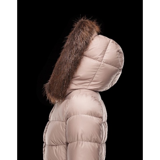 Moncler FABREFUR Detachable Turtleneck Light Brun Vinter Jakker Polyester/Beaver Dame 41456774PI