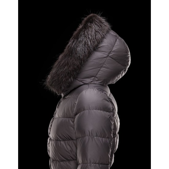 Moncler FABREFUR Detachable Turtleneck Steel Sølv Vinter Jakker Polyester/Beaver Dame 41456774XR