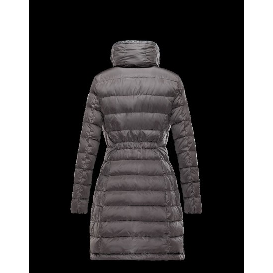 Moncler FLAMME Inner Hood Turtleneck Steel Sølv Vinter Jakker Nylon Dame 41381023UH