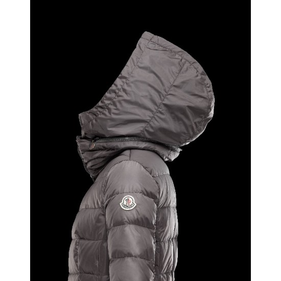 Moncler FLAMME Inner Hood Turtleneck Steel Sølv Vinter Jakker Nylon Dame 41381023UH