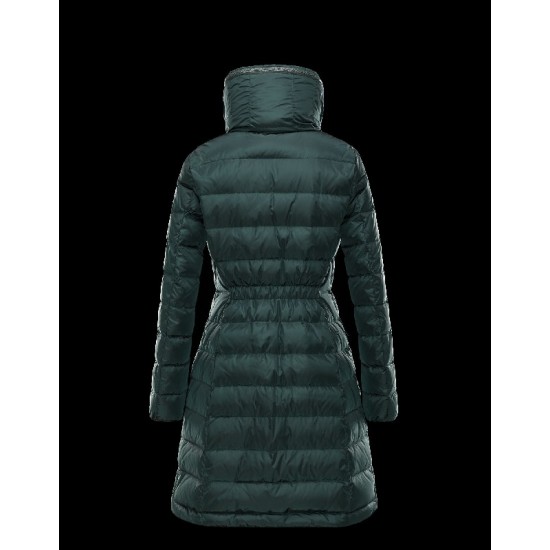 Moncler FLAMME Turtleneck Dark Grøn Vinter Jakker Nylon/Polyamid Dame 41381023QT