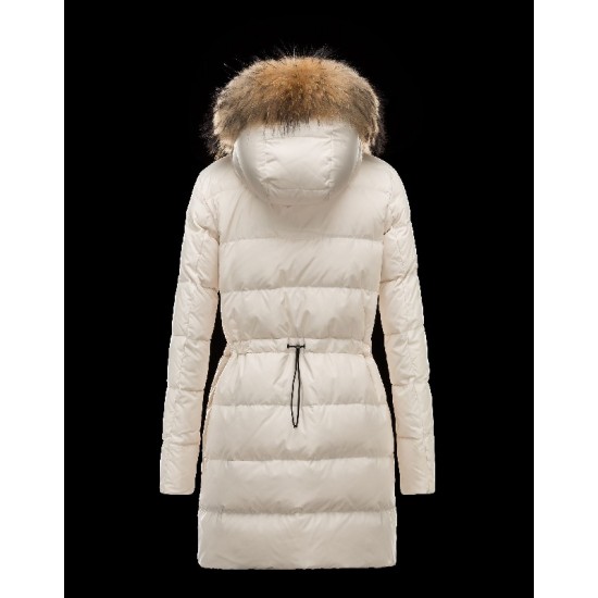 Moncler FRAGON Fur Hood Ivory Dunjakke Pa/Racoon Dame 41311175WM