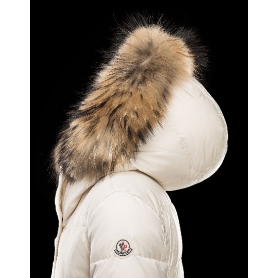 Moncler FRAGON Fur Hood Ivory Dunjakke Pa/Racoon Dame 41311175WM