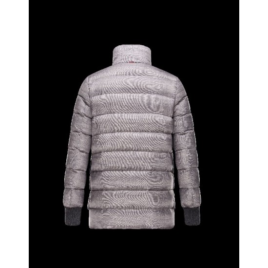 Moncler GAMME BLEU Knit Collar Turtleneck Sølv Dunjakke Nylon/Polyamid Herre 41466672UN