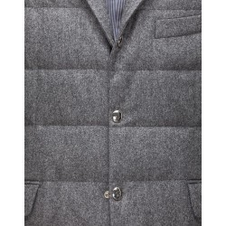 Moncler GAMME BLEU Lapel Collar Lightweight Sølv Vinterfrakke Wool/Cotton Herre 41459915LQ