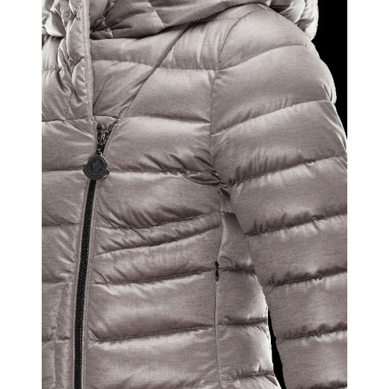 Moncler GAUBE V-Neckline Fixed Hood Sølv Dunjakke Polyester/Synthetic Dame 41456771IF