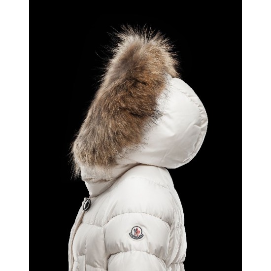 Moncler GENE Turtleneck Detachable Ivory Dunjakke Nylon/Racoon Dame 41456957NI