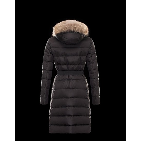 Moncler GENEVRIER Fur Hood Sort Vinter Jakker Nylon/Pa Dame 41311136HN