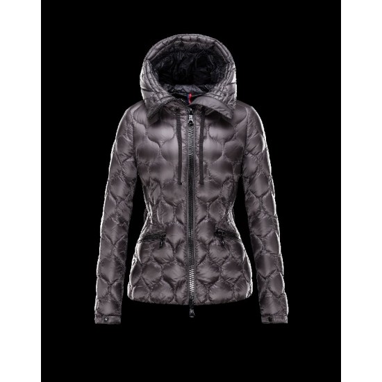 Moncler GRESFUR Ultralight Turtleneck Fur Collar Steel Sølv Dunjakke Nylon/Racoon Dame 41456951CR