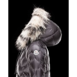 Moncler GRESFUR Ultralight Turtleneck Fur Collar Steel Sølv Dunjakke Nylon/Racoon Dame 41456951CR