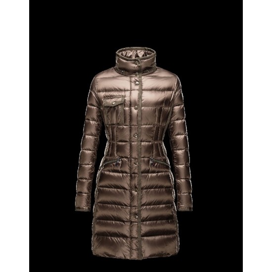 Moncler HERMIFUR Ultralight Detachable Turtleneck Dark Grøn Vinter Jakker Nylon/Racoon Dame 41456718FK