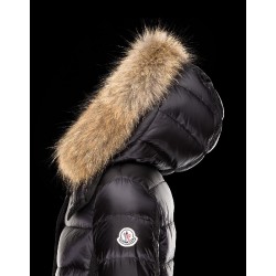 Moncler HERMIFUR Ultralight Turtleneck Sort Vinter Jakker Nylon/Racoon Dame 41456718AR