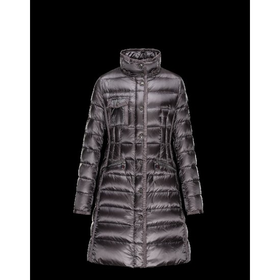 Moncler HERMIFUR Ultralight Turtleneck Steel Sølv Vinter Jakker Nylon/Racoon Dame 41456718CD