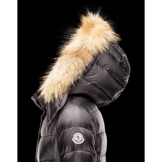 Moncler HERMIFUR Ultralight Turtleneck Steel Sølv Vinter Jakker Nylon/Racoon Dame 41456718CD