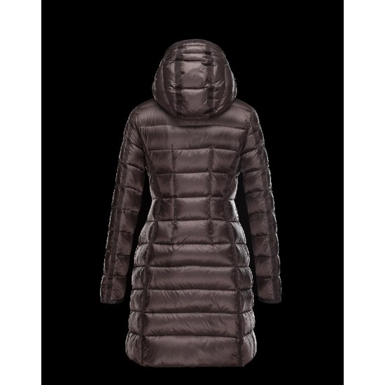 Moncler HERMINE Ultralight Detachable Turtleneck Dark Brun Vinter Jakker Nylon/Polyamid Dame 41378010AV