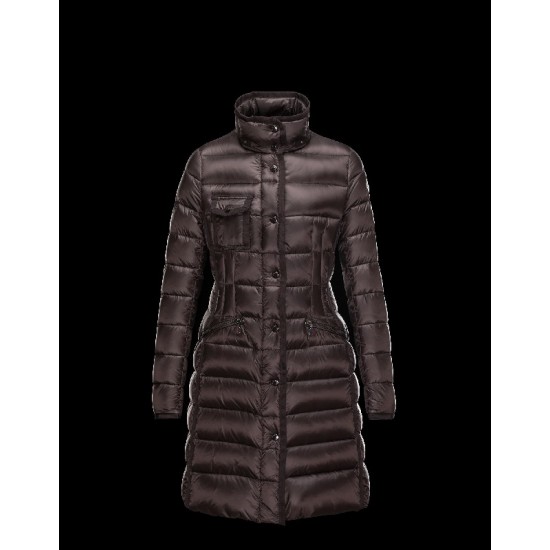 Moncler HERMINE Ultralight Detachable Turtleneck Dark Brun Vinter Jakker Nylon/Polyamid Dame 41378010AV