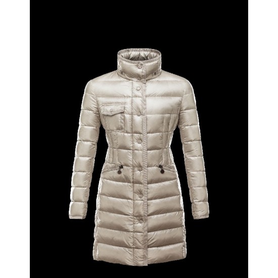 Moncler HERMINE Ultralight Turtleneck Beige Vinter Jakker Nylon Dame 41378010UK