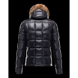 Moncler Hubert Ultralight Fur Trimmed Blå Dunjakke Wool/Polyamide Herre 41236416HL