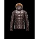 Moncler Hubert Ultralight Fur Trimmed Dark Brun Dunjakke Wool/Polyamide Herre 41236416OM