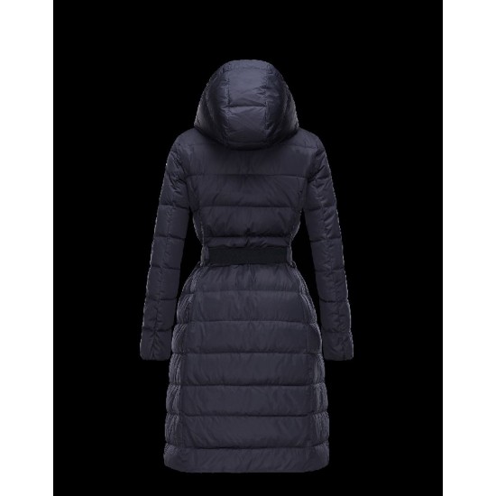 Moncler LANOUX Detachable Turtleneck Dark Blå Vinter Jakker Nylon/Polyester Dame 41472649TK