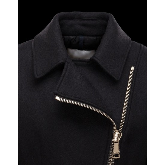 Moncler LAUN Classic Neckline Sort Vinterfrakke Virgin Wool/Polyamide Dame 41466436VU