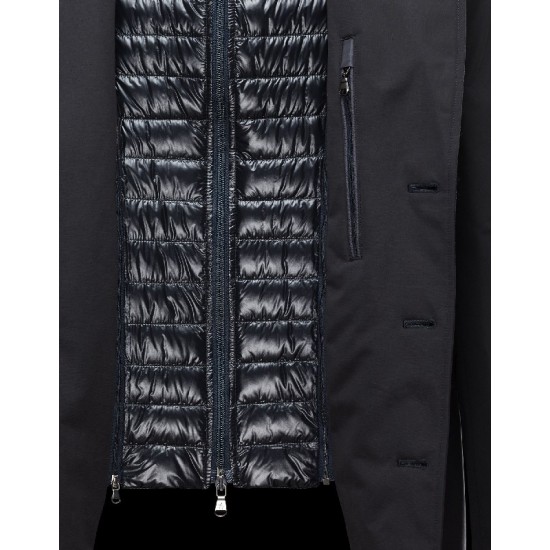 Moncler LESPARRE Detachable Lapel Collar Dark Blå Vinter Jakker Polyamide Herre 41456696GV