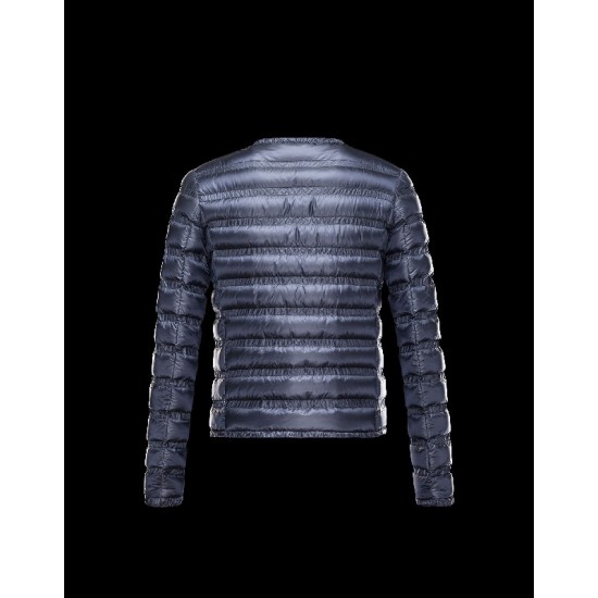 Moncler LISSY Ultralight Round Collar Blå Dunjakke Techno Fabric/Polyamide Dame 41338938FJ