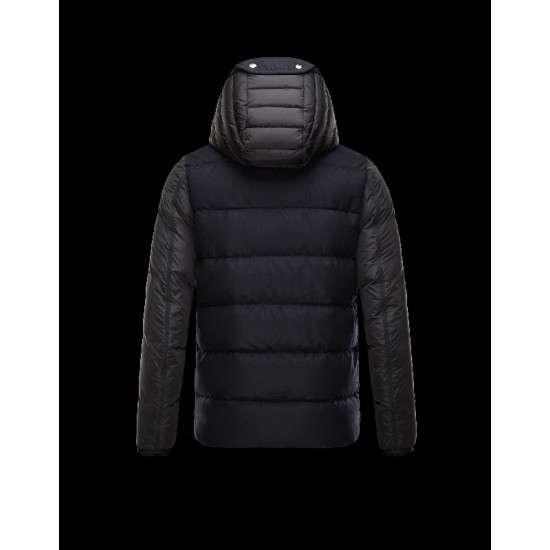 Moncler LUCIEN Turtleneck Sort Dunjakke Wool Flannel Herre 41464457QI