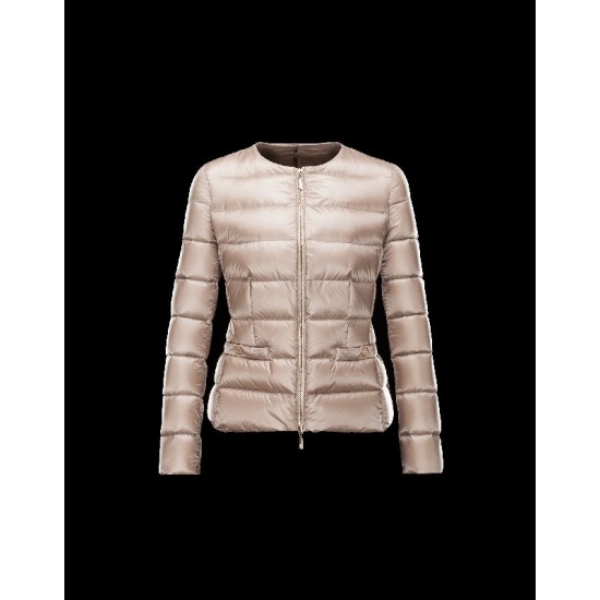 Moncler MEILLE Round Collar Detachable Collar Beige Dunjakke Polyamide Dame 41456712GK